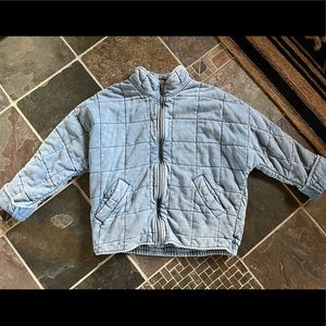 Free People Dolman Quilted Knit Jacket (Size Large, Denim Color)